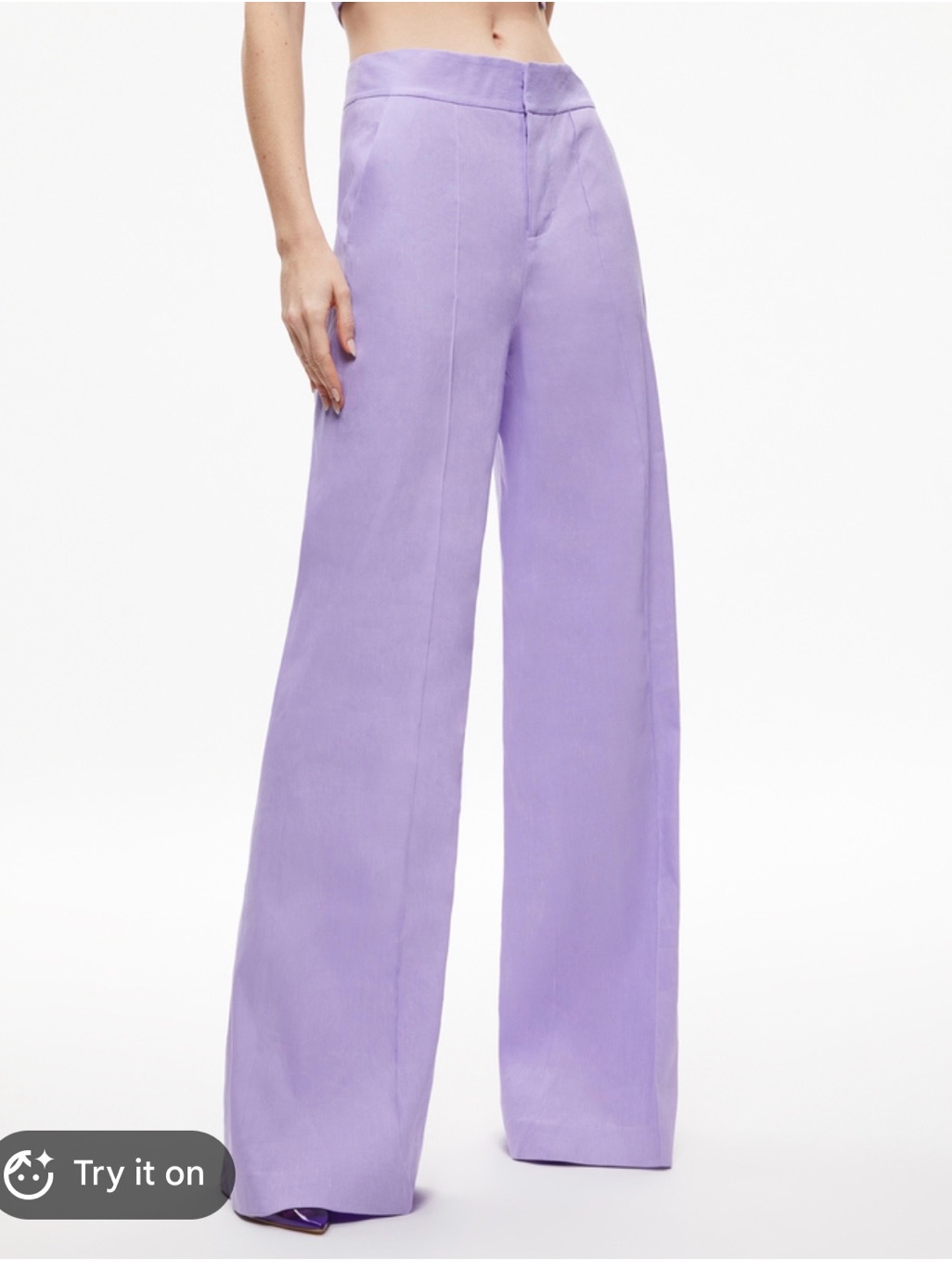 Alice + Olivia Lavender Wide-Leg High-Rise Pants